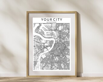 City Map Wall Decor City Poster Print Custom City Digital Print File Town Wal Art Housewarming Gift Idea Custom City Poster New City Wall