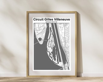 F1 circuit Poster Gilles Villeneuve - Digitale bestanden, Gilles Villeneuve Canada Formule 1 - Formule one Poster Gift idea