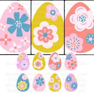 Floral Easter Egg PNG Bundle Digital Download for Sublimation and Printing Cute Pastel Eggs for Spring Crafts and DIY Projects