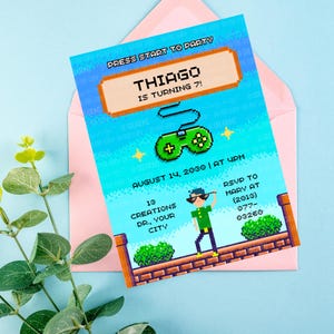 Printable Gamer Birthday Invitation | Video Game Party | Custom Digital Download