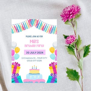 Printable Rainbow Birthday Invitation | Colorful Party Invite | Instant Download