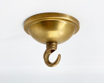 3in Brass Dome Hook For Hanging Planters, Wind Chimes, Pendant Lights & Holiday Decorations - Ceiling Hook For Hanging Home Decor