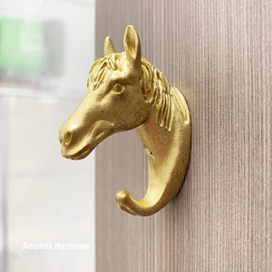 Brass Horse Wall Hook For Hanging Hand Bags, Towels, Jackets And Keys - Casting Brass Pull Knob for Cabinet Doors and Home Wall Decor