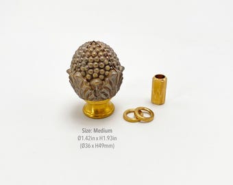 1.42in Brass Corn Lamp Finial With 3/8" Female Threads For Table Lamp, Floor Lighting & DIY Home Decor Projects - Untreated Brass Lamp Parts