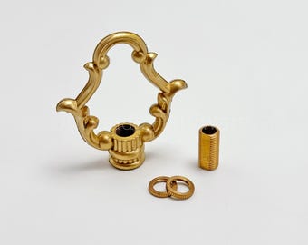 Baroque Brass Chandelier Loop – Ornate Rococo Scroll Leaf Lamp Part for Antique Victorian Lighting Restoration, Pendant Fixtures & Decor