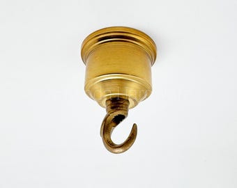 Mini gancho de techo de latón macizo de 2,2" con dosel – Gancho para lámpara colgante tipo swag, gancho de latón para plantas, gancho de techo colgante con enchufe, pasacables.