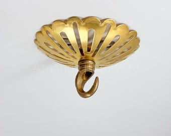 Gancho de techo de latón con diseño de rayos de sol, herraje decorativo para lámparas colgantes y macetas colgantes.