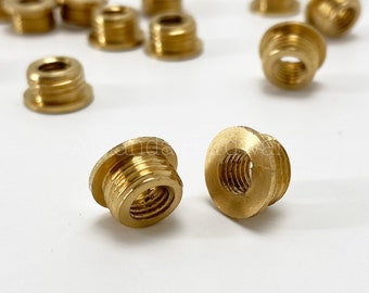 Lamp Finial Reducer - Solid Brass Reducing Insert Coupling - 1/8 IPS Male to 1/4-27 Female - DIY Table Lamp Part Component - Multi-Pack
