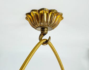 Brass Petal Ceiling Hook – Art Nouveau Decorative Hook for Hanging Planters, Wind Chimes, Pendant Lights, and Home Decor