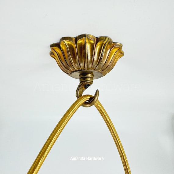 Brass Petal Ceiling Hook – Art Nouveau Decorative Hook for Hanging