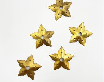 Raw Brass Flowers - Untreated Brass Flower Petal Stamping For DIY Projects - Flower Findings - Jewelry Components - Brass Crafts - Set Of 5