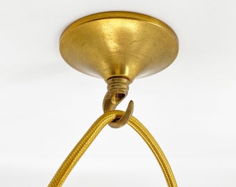 Ceiling Cable Mount Hook for Swag Pendant and Chandelier Lighting Minimalist Cord Keeper Swag Hook for Ceiling and Wall Modern Ceiling Hooks for Swag Light Easy Fit (Type 3 Yellow Brass 6