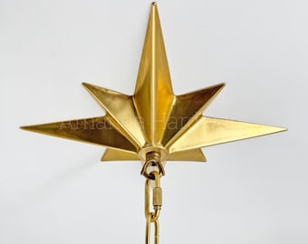 Gancho de latón con forma de estrella - 300 mm (11,8 pulg.) - Para colgar macetas, campanillas de viento y lámparas colgantes en techos y paredes.
