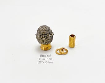 1in Brass Corn Lamp Finial With 3/8" Female Threads For Table Lamp, Floor Lighting & DIY Home Decor Projects - Untreated Brass Lamp Parts