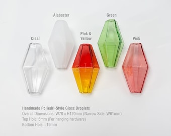 Gota de cristal poliedro de inspiración murano para iluminación DIY / Hecha a mano en 5 colores / Lámpara de araña, lámpara colgante o pieza decorativa colgante
