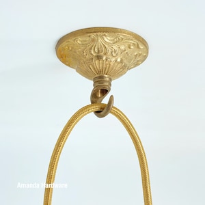 Floral Brass Dome Hook For Hanging Planters, Wind Chimes and Swag Pendant Lights - Decorative Art Nouveau Open Hook For Ceiling & Wall Decor