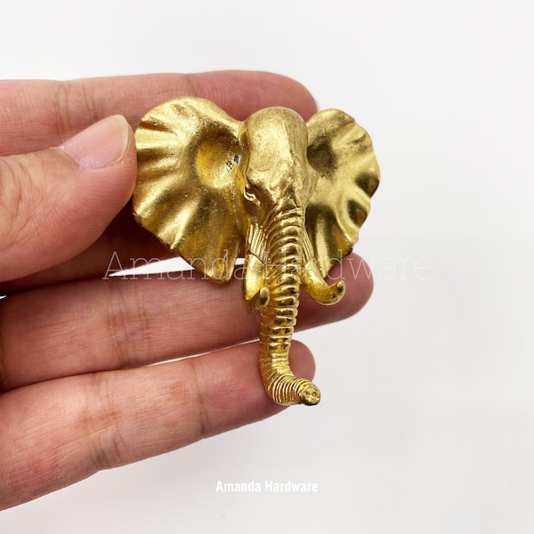 Brass Elephant Wall Hook For Hanging Hand Bags, Towels, Jackets And Keys - Casting Brass Pull Knob for Cabinet Doors and Home Wall Decor