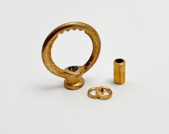 Anillo de gancho para techo de latón sin tratar de 2", anillo de cadena para lámpara de latón con rosca hembra M10, anillo de gancho para techo de estilo vintage, herrajes para iluminación colgante