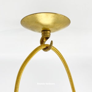 Brass Disc Cap Hook For Hanging Planters, Wind Chimes and Swag Pendant Lights - Minimalist Utility Hook For Hanging Ceiling & Wall Decor