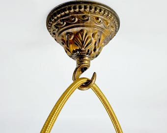 Brass Ornamental Cone Ceiling Hook – Decorative Brass Hook for Hanging Planters, Wind Chimes, Mobiles, Swag Pendant Lights, and Home Decor