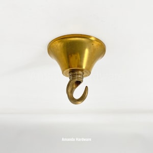 Mini Brass Cone Canopy Hook 2.44" (62mm)  – Swag Pendant Light Hook, Brass Plant Hook, Plug In Pendant Ceiling Hook, Cable Pass Through