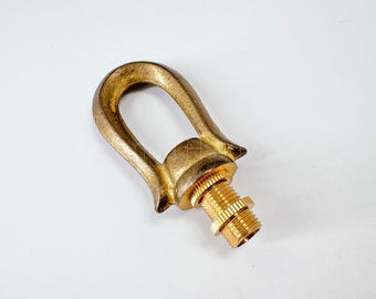 Aro en forma de U de latón con rosca hembra M10 (3/8") para usar como remate de lámpara y gancho de techo para colgar decoración - Piezas para lámparas de bricolaje
