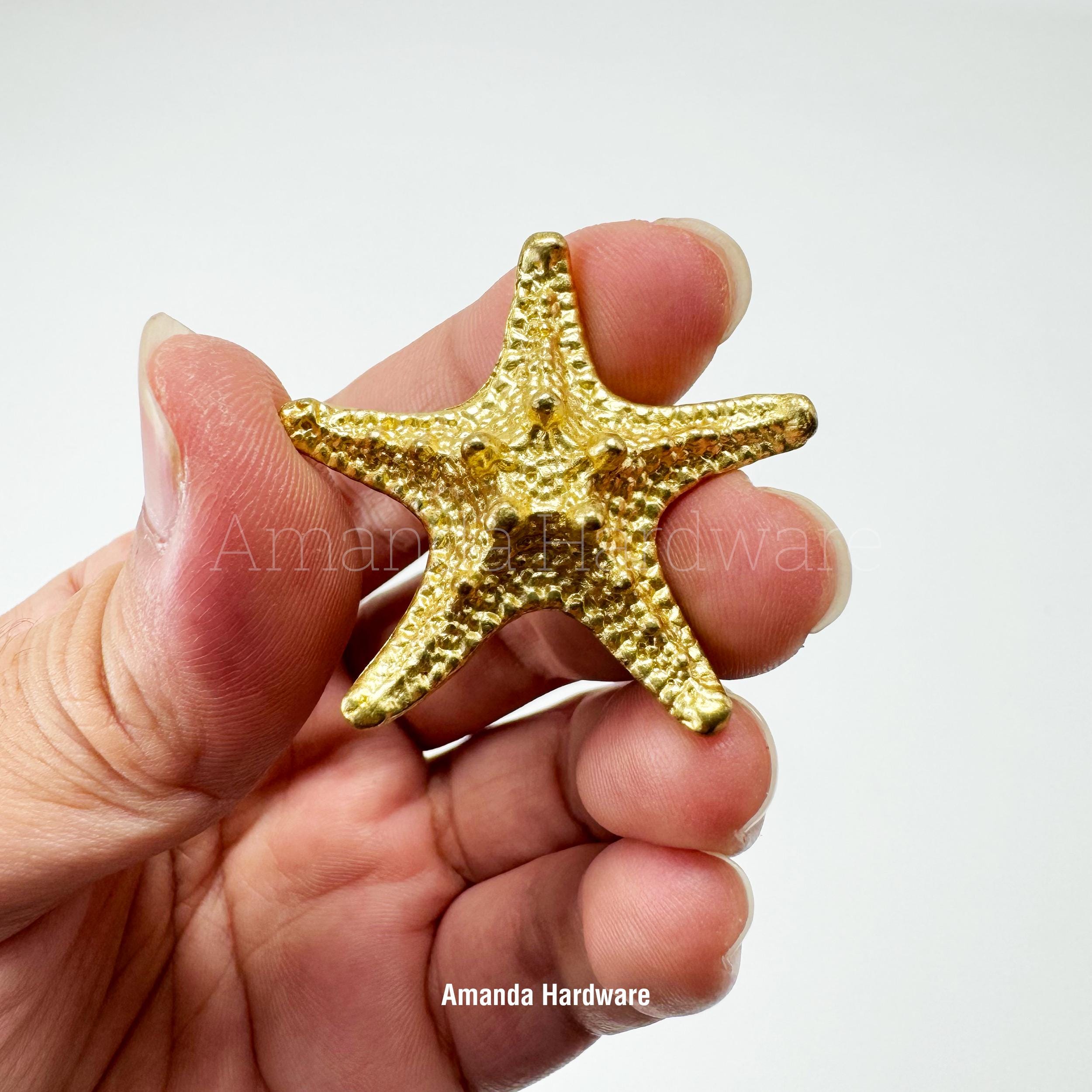Brass Starfish Knob & Hook – Coastal Decor Accent, Perfect for Cabinet Door Handle, Wall Hook, or Decorative Wall Piece - DIY Brass Part