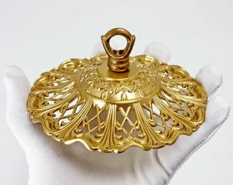 Colgante de latón con forma de campanilla de viento floral de 140 mm (5,5") - Atrapasueños estilo boho bohemio - Kit colgante con 12 agujeros para proyectos de manualidades - Dosel de latón