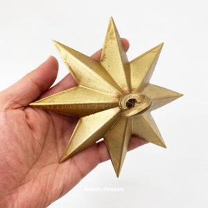 6in (155mm) Brass Star Hook For Hanging Planters, Wind Chimes, Swag Pendant Lights and Keys - Handmade Hook For DIY Ceiling & Wall Decor