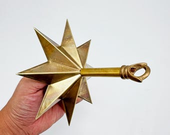 Gancho de estrella de latón hecho a mano de 15 cm con varilla de extensión para colgar macetas, campanillas de viento y adornos colgantes para lámparas de pared y techo.