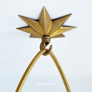Gancio a stella in ottone da 4,25 pollici (110 mm) per appendere fioriere, campanelli eolici, luci pendenti e chiavi - Gancio decorativo per soffitti e pareti