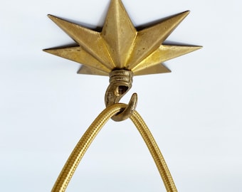 Gancho de estrella de latón de 110 mm (4,25 pulgadas) para colgar macetas, campanillas de viento, lámparas colgantes y llaves - Gancho decorativo para techo y pared