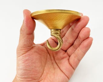 2.75" (70mm) Brass Short Cone Ceiling Hook For Hanging Planters, Wind Chimes, Pendant Lights, Mobiles, Home Decor & Holiday Decorations