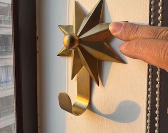 Gancho de pared de latón en forma de estrella de 110 mm (4,25 pulgadas) para colgar adornos de pared y puerta - Decoración navideña