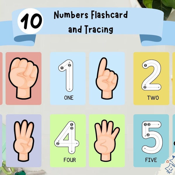 Numbers Flash Cards, Preschool Counting Flash Cards, Count and Clip, Number Cards 1-10, Montessori Flash Cards, Number Tracing