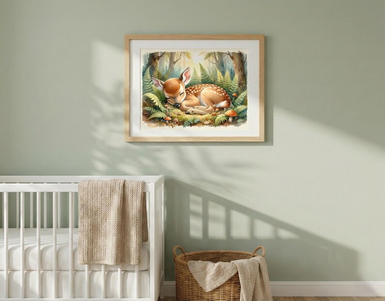 Whimsical Fawn Nursery Art Print | Vintage Woodland Animal Decor ...