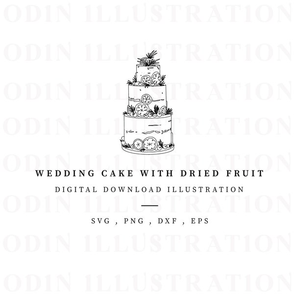 Wedding Cake Illustration, Instant Download Clipart, Three Tier Cake Download, Semi Naked Cake Clip Art, DIY Wedding Signage Vector