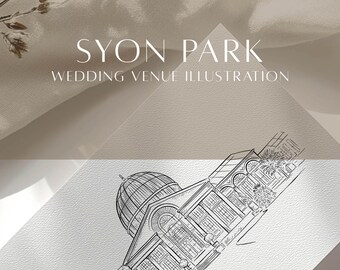 Syon Park Hochzeitsort, Hand gezeichnete Illustration für Hochzeit Papeterie und Einladungen, Instant Download Line Zeichnung, London Braut