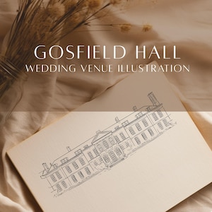 Gosfield Hall Drawing, Digital Line Drawing, Vector Illustration, Wedding Venue Illustration, DIY Wedding Stationery, Bespoke Wedding Gift