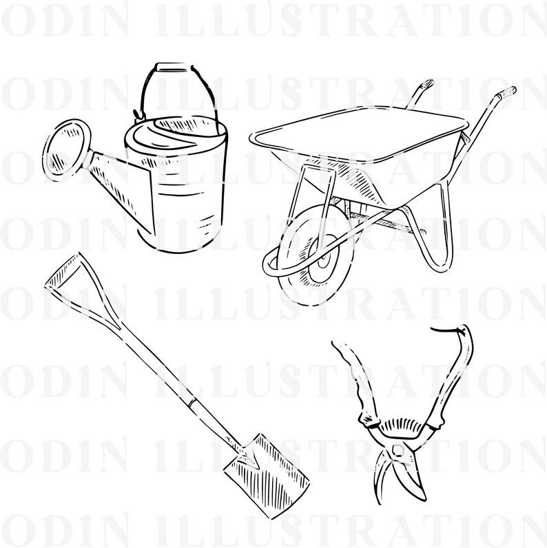 Trädgårdsclipart, digitala nedladdningar av trädgårdar, Png-, Svg-, Dxf- och Eps-filer med 300 dpi, trädgårdsmästare, omedelbar digital nedladdning, gummistövlar bild 4