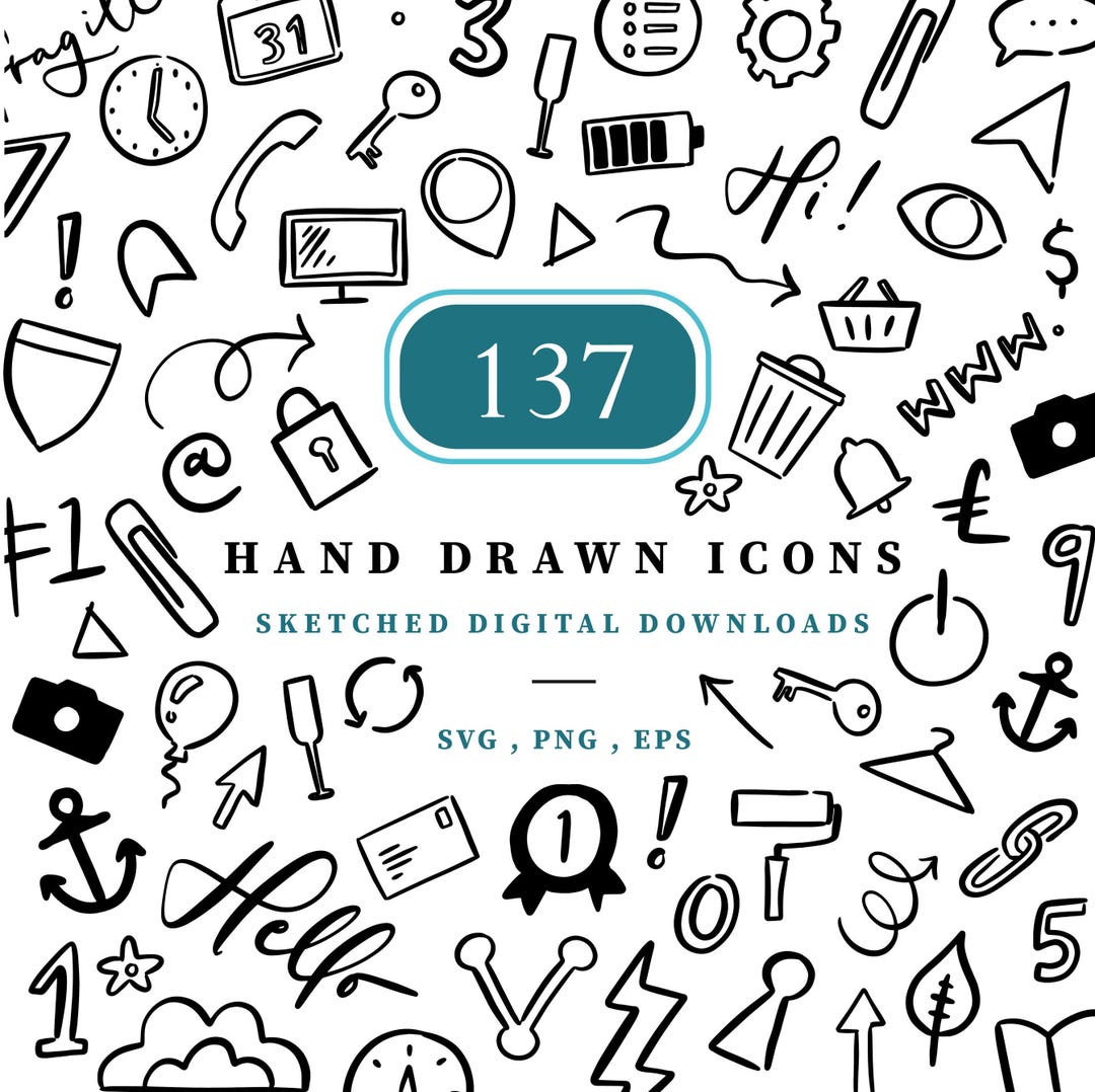 Handrawn Web Icon Hand Drawn Website Icons, Digital Download Symbols, Png, Svg & Eps ...