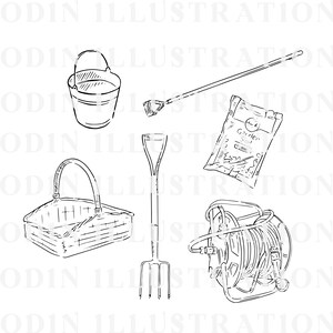 Trädgårdsclipart, digitala nedladdningar av trädgårdar, Png-, Svg-, Dxf- och Eps-filer med 300 dpi, trädgårdsmästare, omedelbar digital nedladdning, gummistövlar bild 5