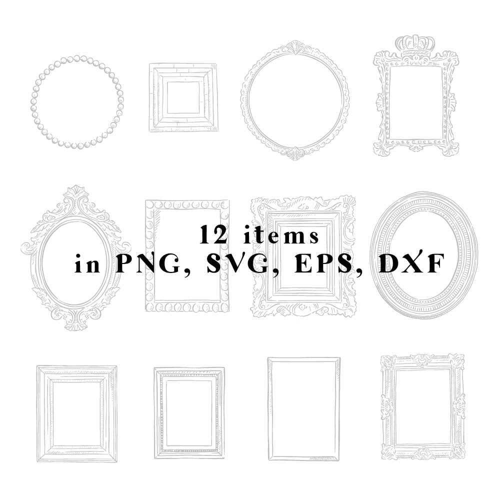 Vintage Frames Clipart, Hand Drawn Frames Clipart, Border Clip Art
