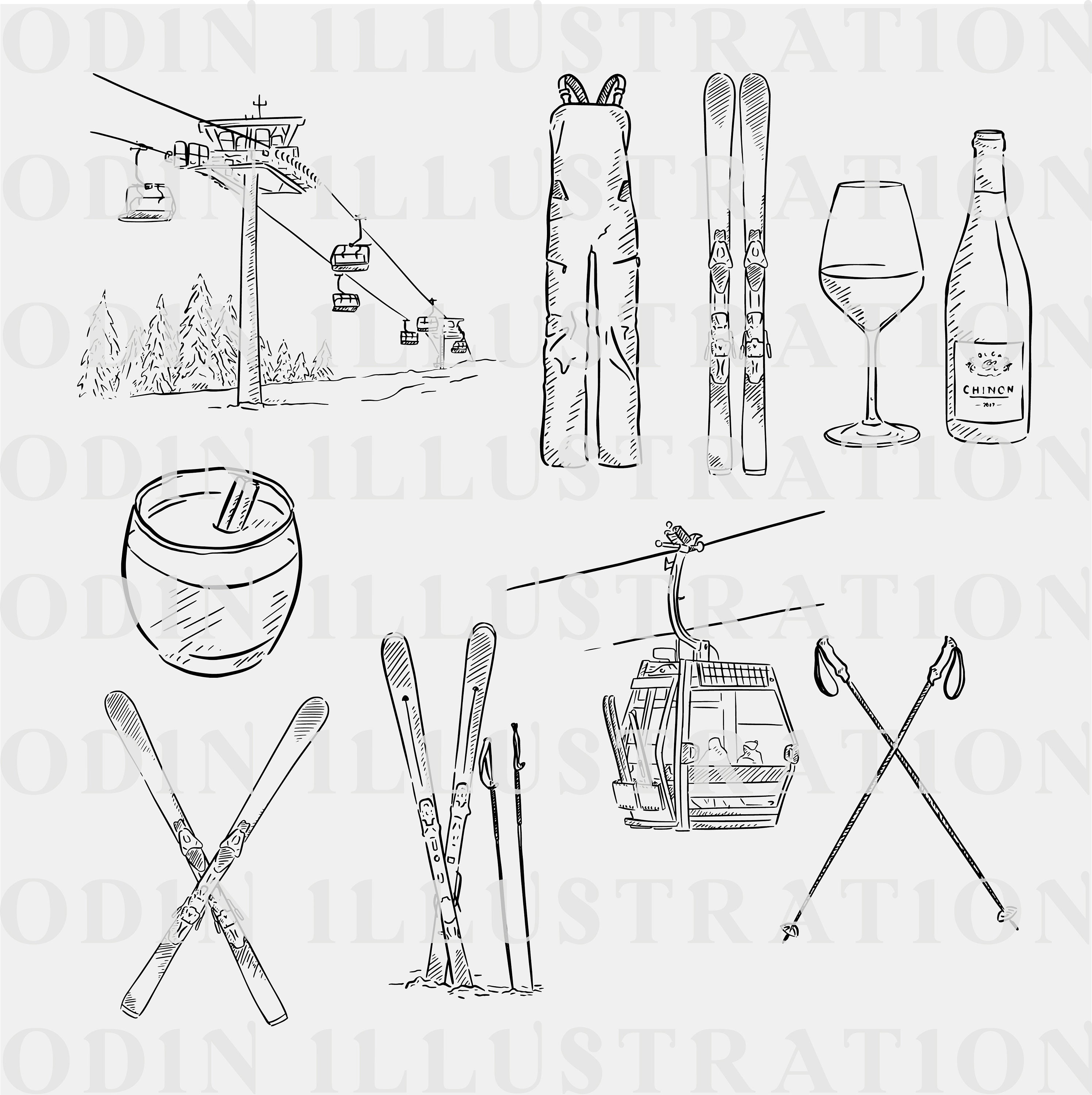 Skiing Holiday Clip Art, Ski Clipart, Apres Ski, Digital Download ...