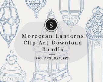 Moroccan Lantern Illustration Bundle, Hand Drawn Digital Download, Line Drawn Decorative Lantern, Vector Clip Art, Indian Moorish Lantern
