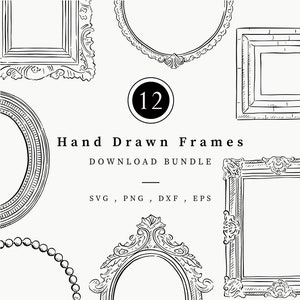 Vintage Frames Clipart, Hand Drawn Frames Clipart, Border clip art, Instant Digital Download Illustrations, Vector Graphics, Mirror Border