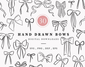 Wedding Bow Illustrations, Digital Download, Line Drawn Ribbon, Hand Drawn Clip Art, Bachelorette Invitation, Decorative Bow Images Canva