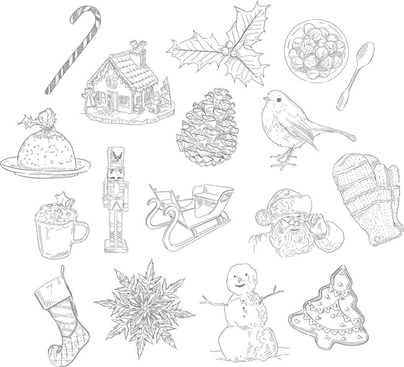 Paquete de imágenes prediseñadas navideñas, ilustraciones navideñas ...