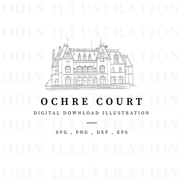 Ochre Court, Newport, USA Mansion Illustration, Instant Download Line Drawing, Vector Illustration, American Venue, DIY Wedding, Digi File