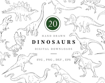 Dinosaur Drawing Bundle, Hand Drawn Kids Party Invitation Icon, Children’s Digital Download Files, Line Drawn Dinosaur Invitation, Birthday
